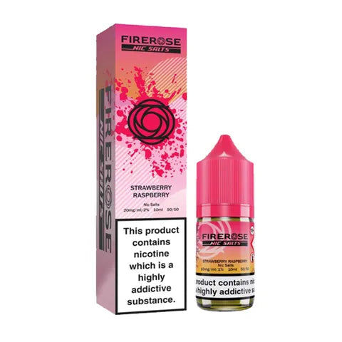 elux firerose strawberry raspberry nic salt on white background