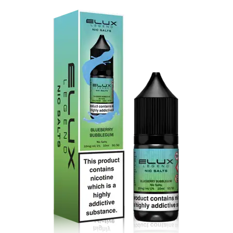 ELUX Legend 10ml Nic Salts Blueberry Bubblegum / 10mg On White Background