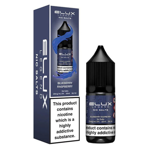 ELUX Legend 10ml Nic Salts Blueberry Raspberry / 10mg On White Background