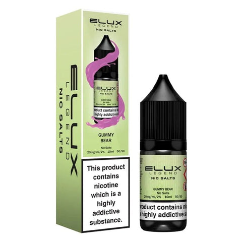 ELUX Legend 10ml Nic Salts Gummy Bear / 10mg On White Background