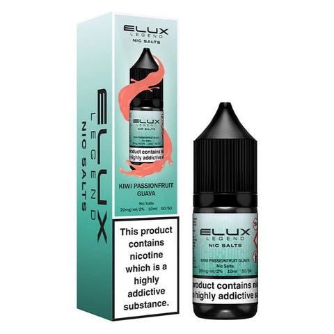 ELUX Legend 10ml Nic Salts Kiwi Passionfruit Guava / 10mg On White Background