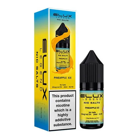 elux legend 10ml nic salts pineapple ice on white background