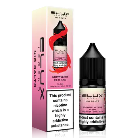 ELUX Legend 10ml Nic Salts Strawberry Ice Cream / 10mg On White Background