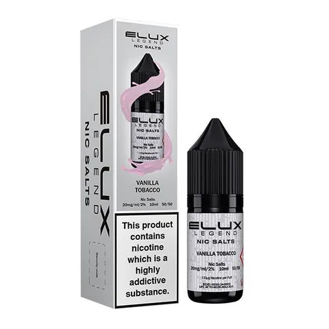 elux legend 10ml nic salts vanilla tobacco on white background