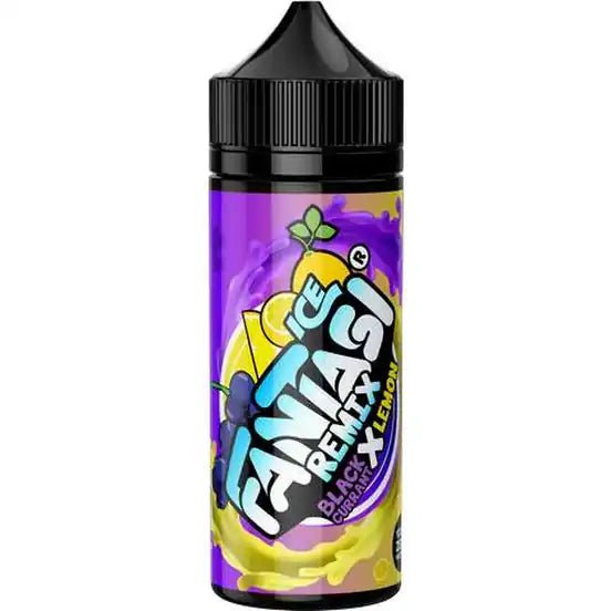 Fantasi Remix 100ml Shortfill E-Liquid Blackcurrant x Lemon ICE On White Background