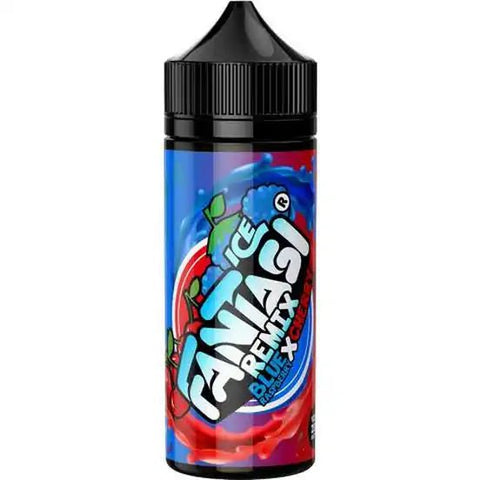 Fantasi Remix 100ml Shortfill E-Liquid Blue Raspberry x Cherry ICE On White Background