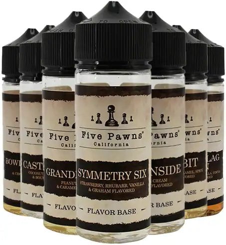 Five Pawns 100ml 50/50 Shortfill E-Liquid On White Background