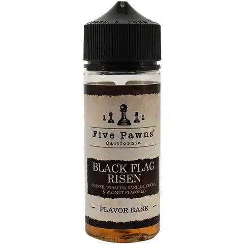 Five Pawns 100ml 50/50 Shortfill E-Liquid Black Flag Risen On White Background