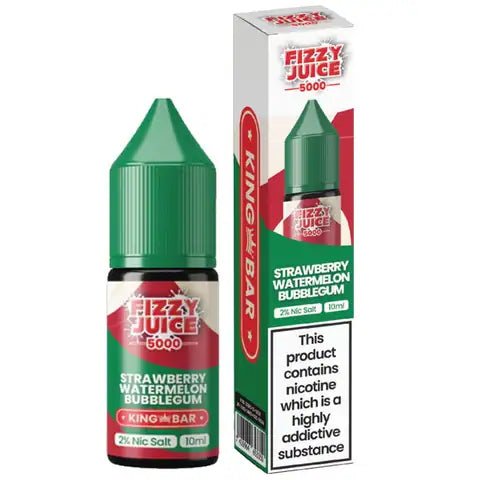 Fizzy Juice 5000 Bar Nic Salts 10ml Strawberry Watermelon Bubblegum / 10mg On White Background