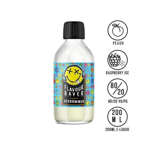 Flavour Raver 200ml Shortfill E-Liquid Icesomnia On White Background