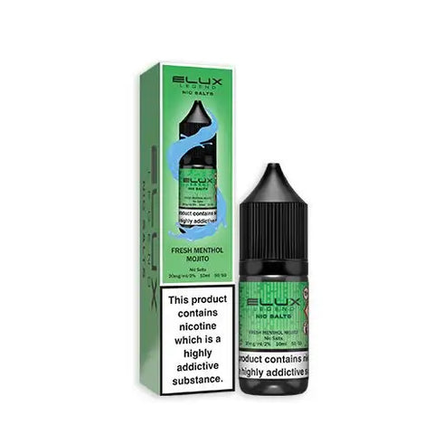 fresh menthol mojito elux legend nic salt eliquids on white background