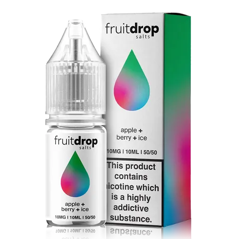 Fruit Drop 10ml Nic Salts 10mg / Apple Berry Ice On White Background