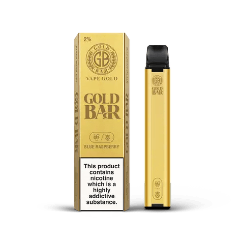 Gold Bar Disposable Vape Blue Raspberry On White Background