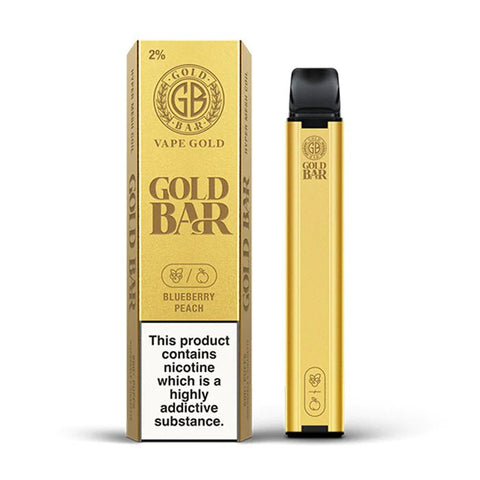 Gold Bar Disposable Vape Blueberry Peach On White Background