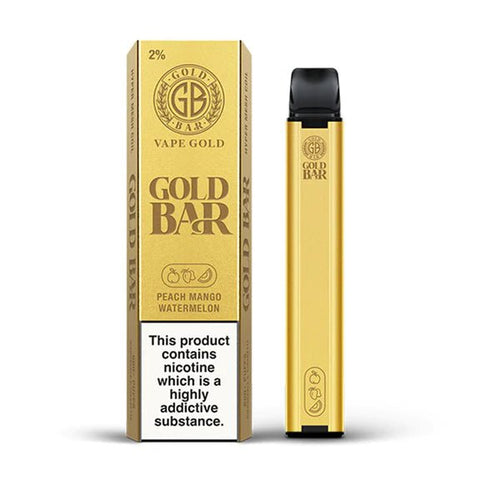 Gold Bar Disposable Vape Peach Mango Watermelon On White Background