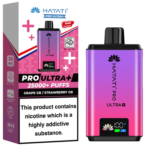Hayati Pro Ultra Plus 25k Prefilled Vape Kit Grape GB Strawberry GB