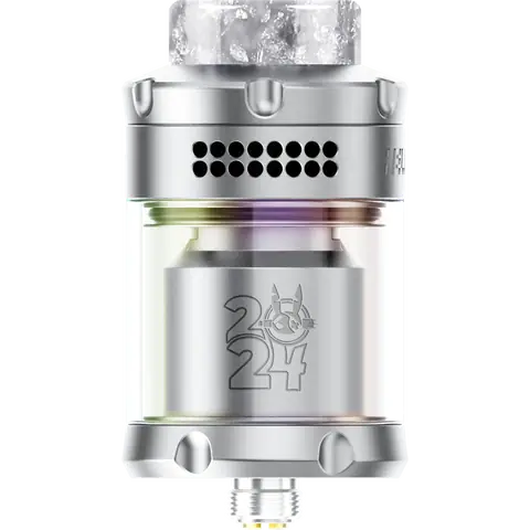 hellvape dead rabbit 3 rta 2024 edition stainless steel back side on clear background