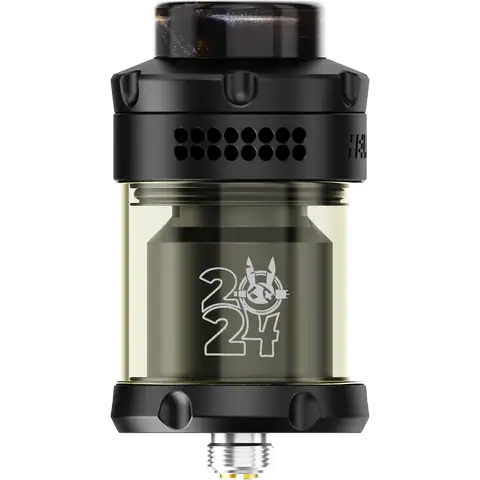 hellvape dead rabbit 3 rta 2024 edition matte black back side on clear background