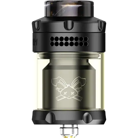 hellvape dead rabbit 3 rta 2024 edition matte black front side on clear background