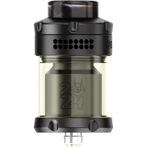 hellvape dead rabbit 3 rta 2024 edition full matte black back side on clear background