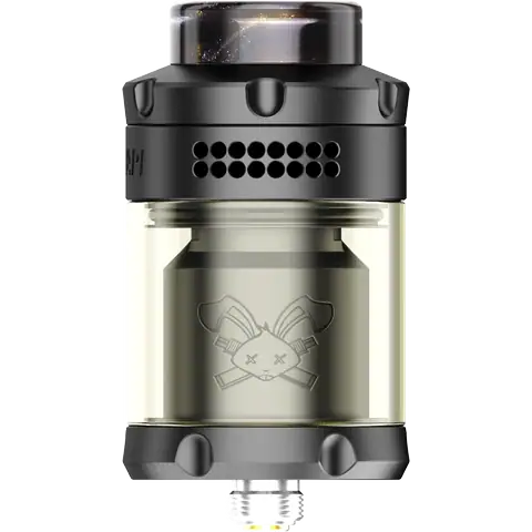 hellvape dead rabbit 3 rta 2024 edition full matte black front side on clear background