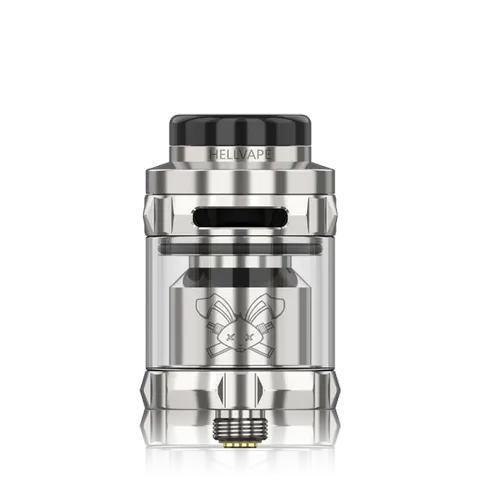 hellvape dead rabbit solo rta stainless steel on black background