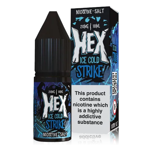 Hex Nic Salt E-Liquids 10mg / ICE Cold Strike On White Background