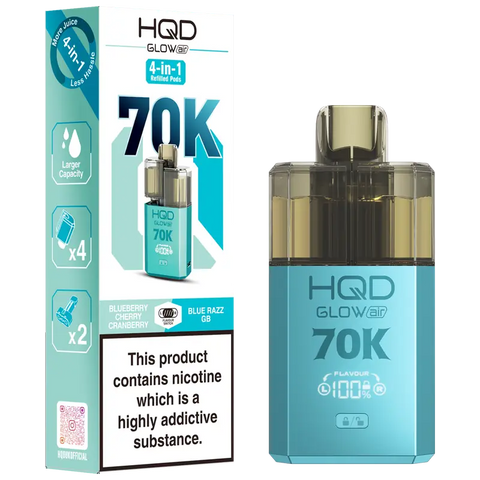 HQD Glow Air 70k Vape Kit Blueberry Cherry Cranberry & Blue Razz GB