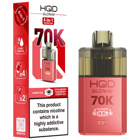 HQD Glow Air 70k Vape Kit Cherry Ice & Strawberry Raspberry Cherry Ice