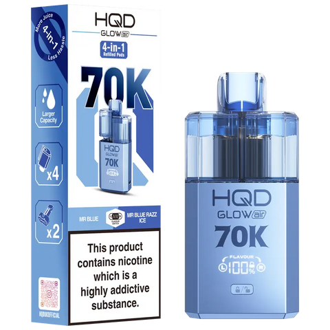 HQD Glow Air 70k Vape Kit Mr Blue & Mr Blue Razz Ice