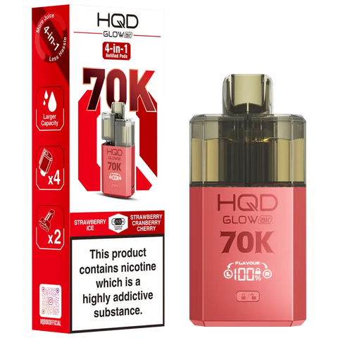 HQD Glow Air 70k Vape Kit Strawberry Ice & Strawberry Cranberry Cherry