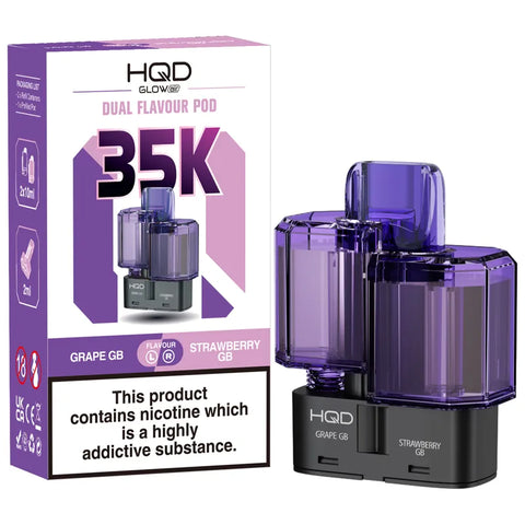 HQD Glow Air 35K Prefilled Replacement Pods Grape GB & Strawberry GB