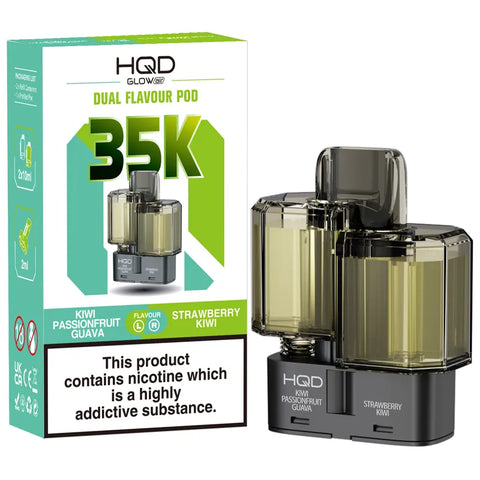 HQD Glow Air 35K Prefilled Replacement Pods Kiwi Passionfruit Guava & Strawberry Kiwi