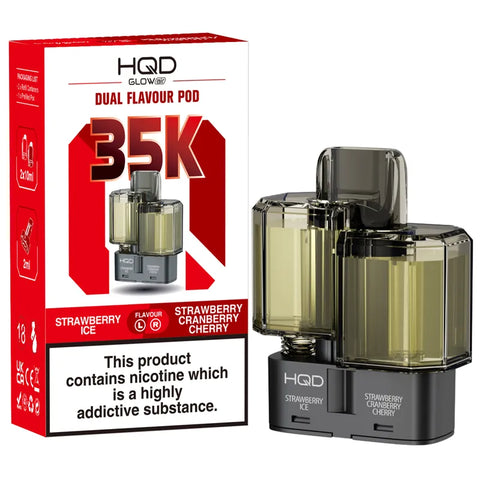 HQD Glow Air 35K Prefilled Replacement Pods Strawberry Ice & Strawberry Cranberry Cherry