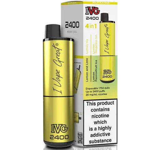 ivg 2400 disposable vape lemon edition on white background