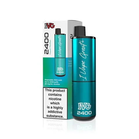 ivg 2400 disposable vape classic menthol on white background