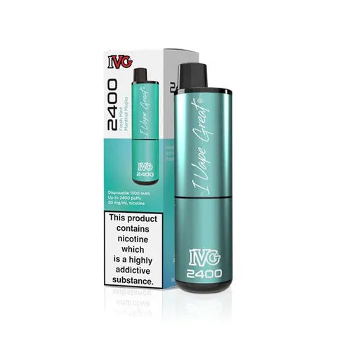 ivg 2400 disposable vape fresh menthol mint mojito on white background