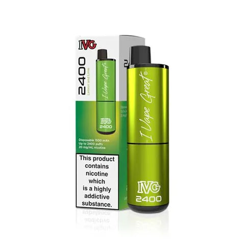 ivg 2400 disposable vape lemon lime on white background