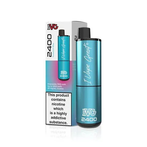 ivg 2400 disposable vape professor blue on white background