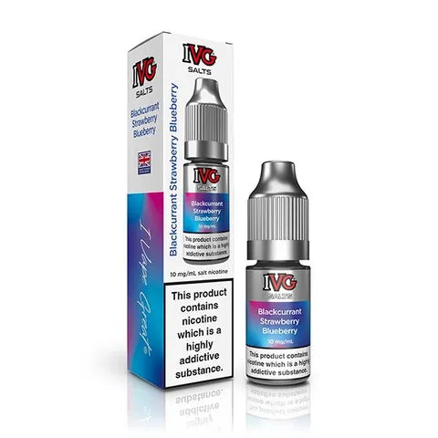 ivg bar juice nic salts blackcurrant strawberry blueberry on white background