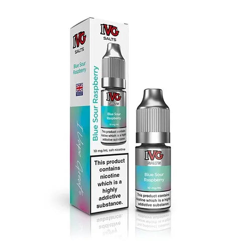 ivg bar juice nic salts blue sour raspberry on white background