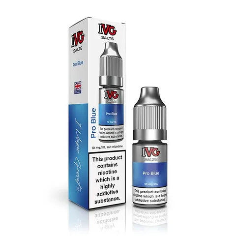 ivg bar juice nic salts pro blue on white background