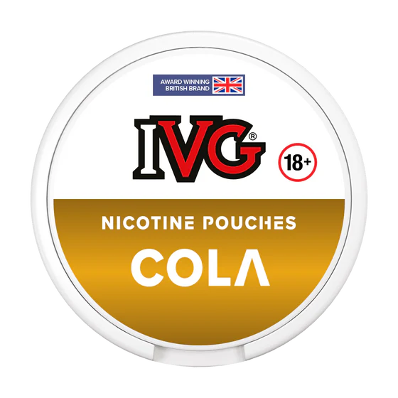 ivg nicotine pouch cola on black background