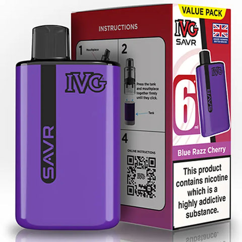 IVG SAVR Prefilled Pod Vape Kit Blue Razz Cherry