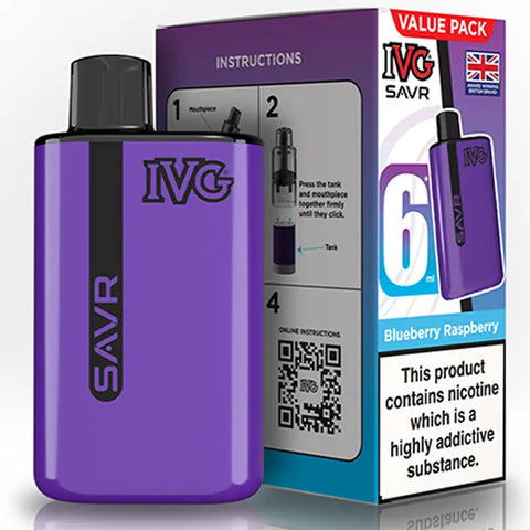 IVG SAVR Prefilled Pod Vape Kit Blueberry Raspberry