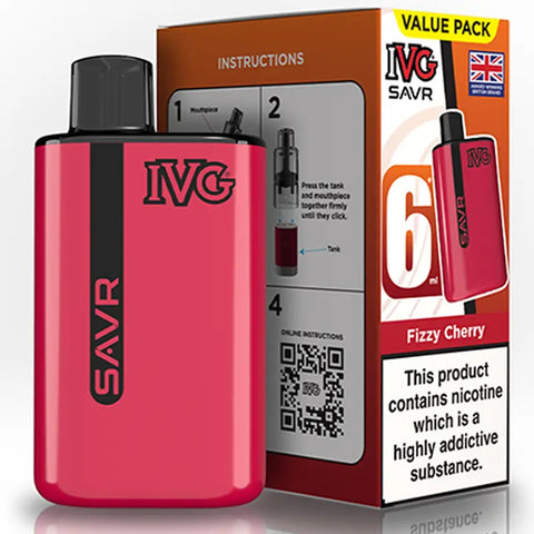 IVG SAVR Prefilled Pod Vape Kit Fizzy Cherry