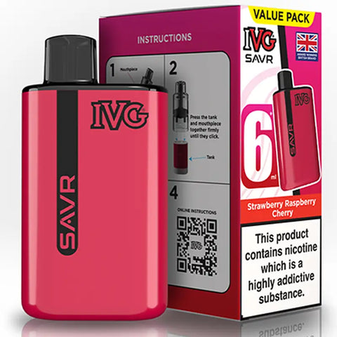 IVG SAVR Prefilled Pod Vape Kit Strawberry Raspberry Cherry