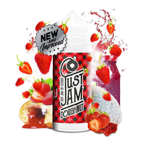 Just Jam 100ml Shortfill E-Liquids Strawberry Doughnut On White Background