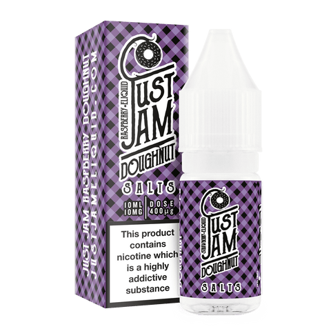 Just Jam Nic Salt E-liquids 10mg / Raspberry Doughnut On White Background