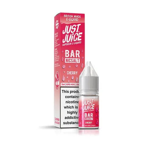 just juice bar nic salt cherry on white background